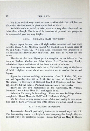 Chapter Letters: Tau - Syracuse University, December 1888 (image)